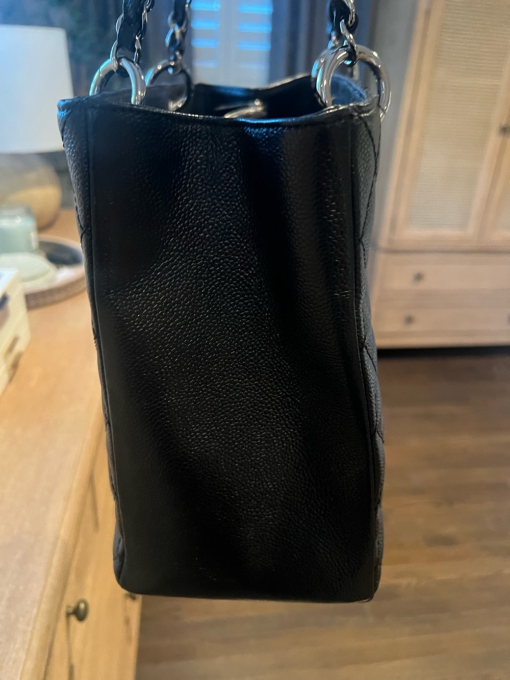 CHANEL Black Quilted Large CC Tote with Silver Hardware - Picture 5 of 8